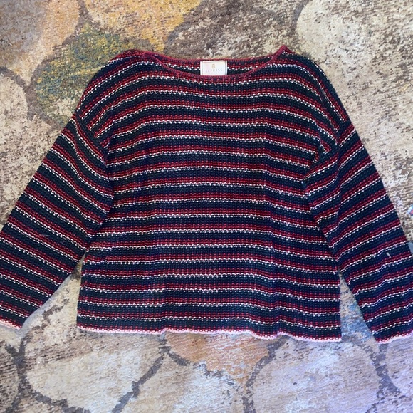 💎RARE💎Vintage 90’s Express Tricot Striped Knit Sweater, Size Medium - Picture 2 of 14